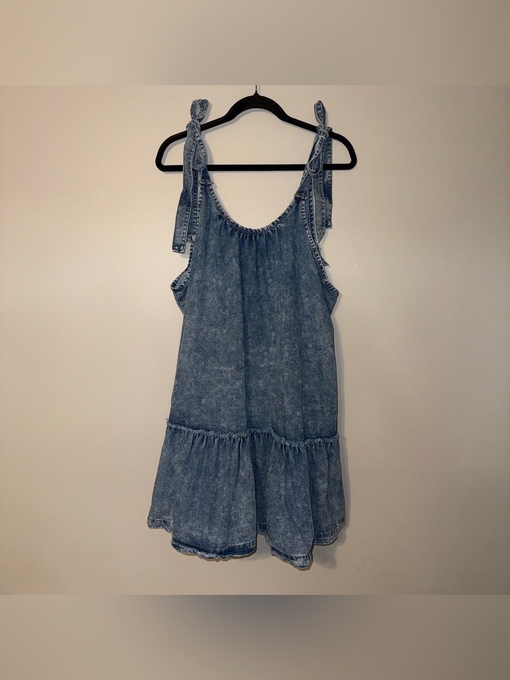 PLUS SIZE 3XL women’s Blue denim mini dress with adjustable straps and pockets ✨